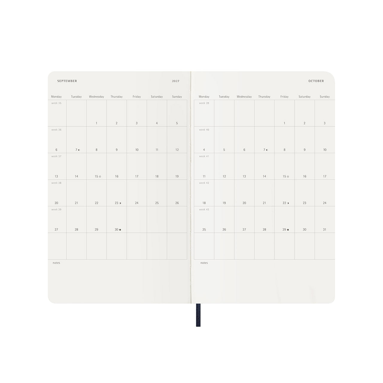 2027 Weekly Diary Soft Cover Large Sapphire Blue