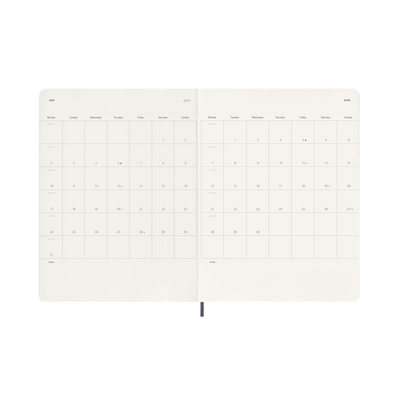 2027 Weekly Diary Soft Cover Extra Large Sapphire Blue