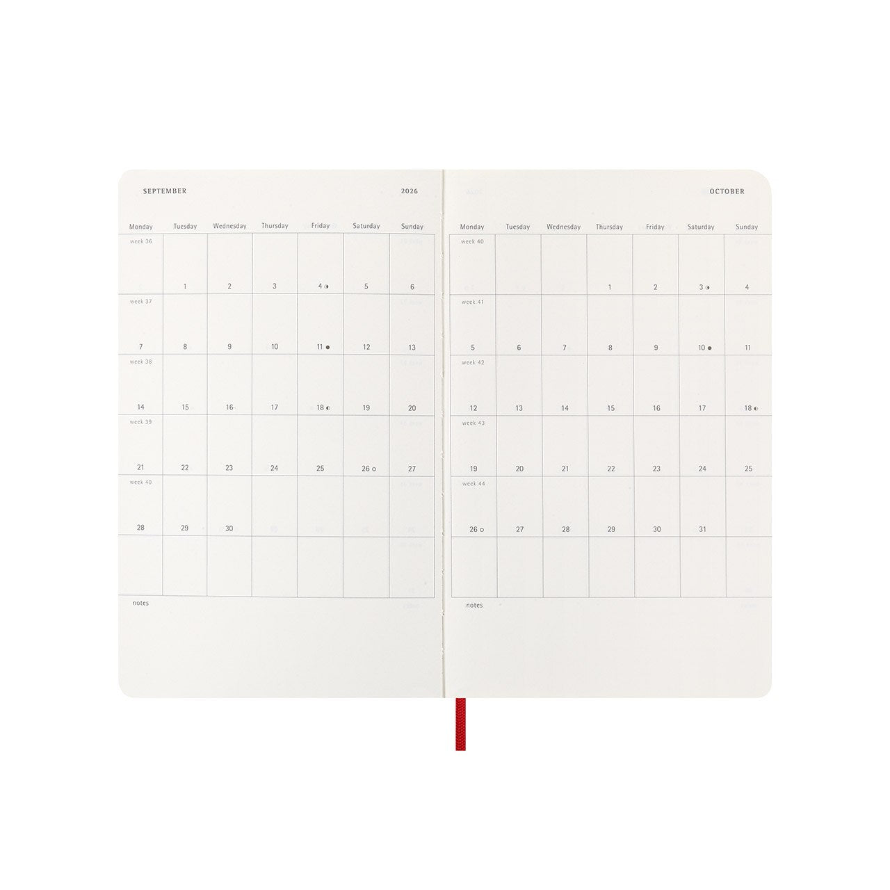 2026 Daily Diary Soft Cover Large Scarlet Red