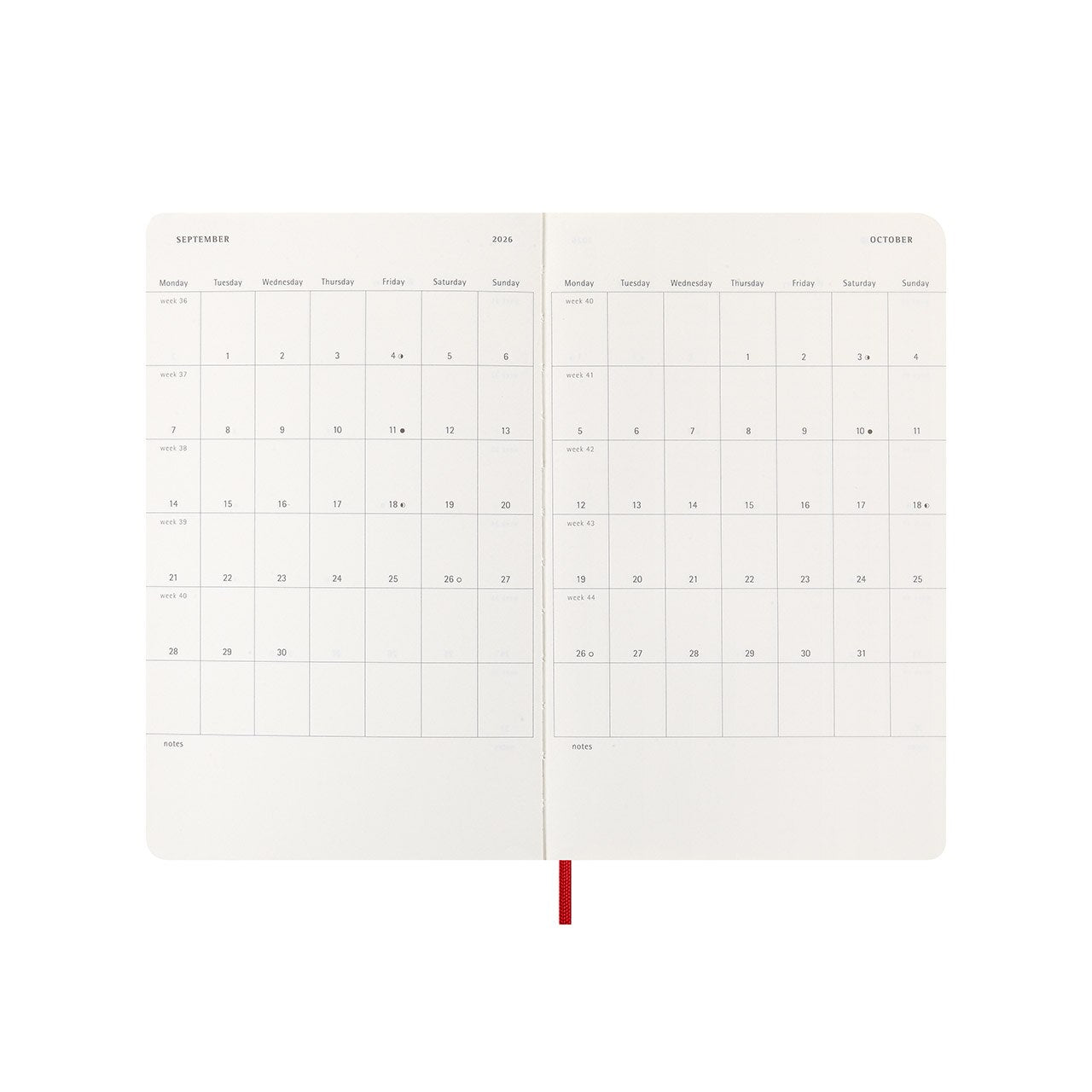 2026 Weekly Notebook Soft Cover Diary Large Scarlet Red