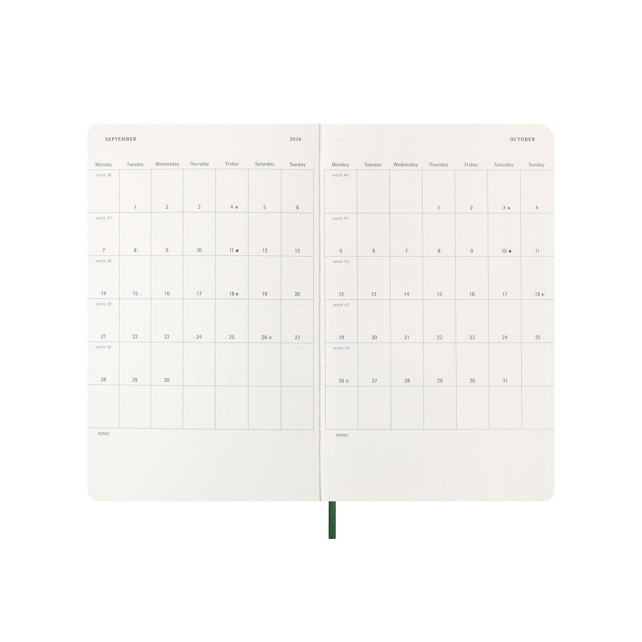 2026 Daily Diary Soft Cover Large Myrtle Green