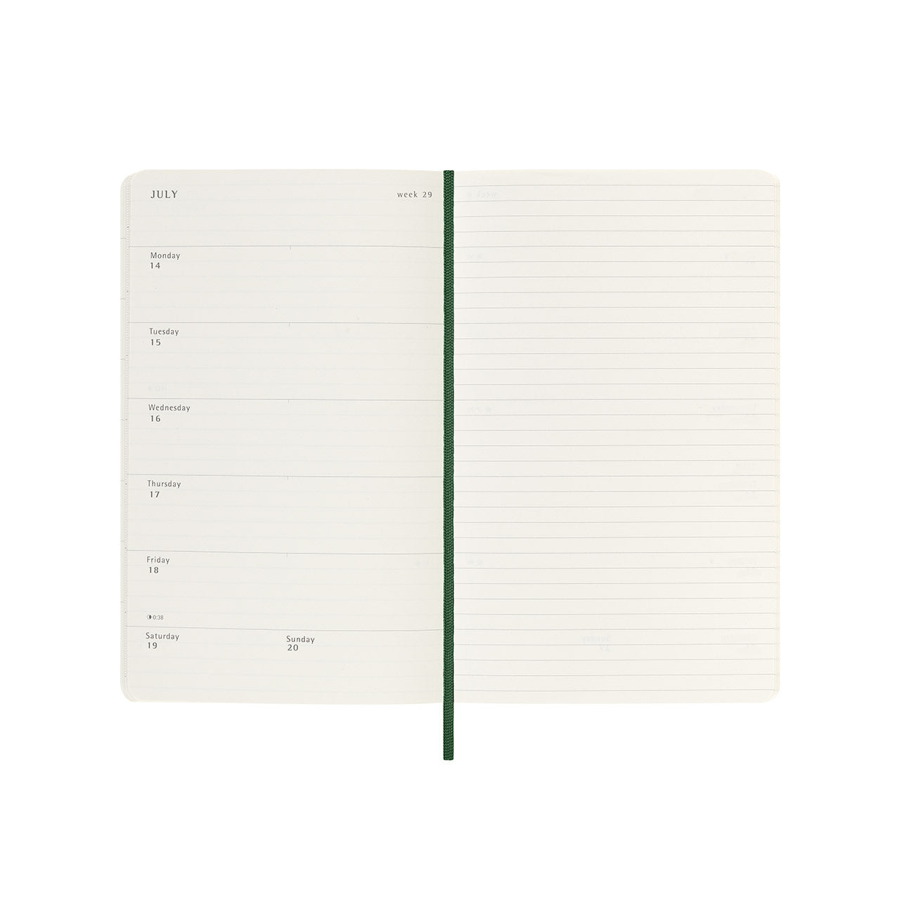 2025 Soft Cover Weekly Notebook Diary Large Myrtle Green