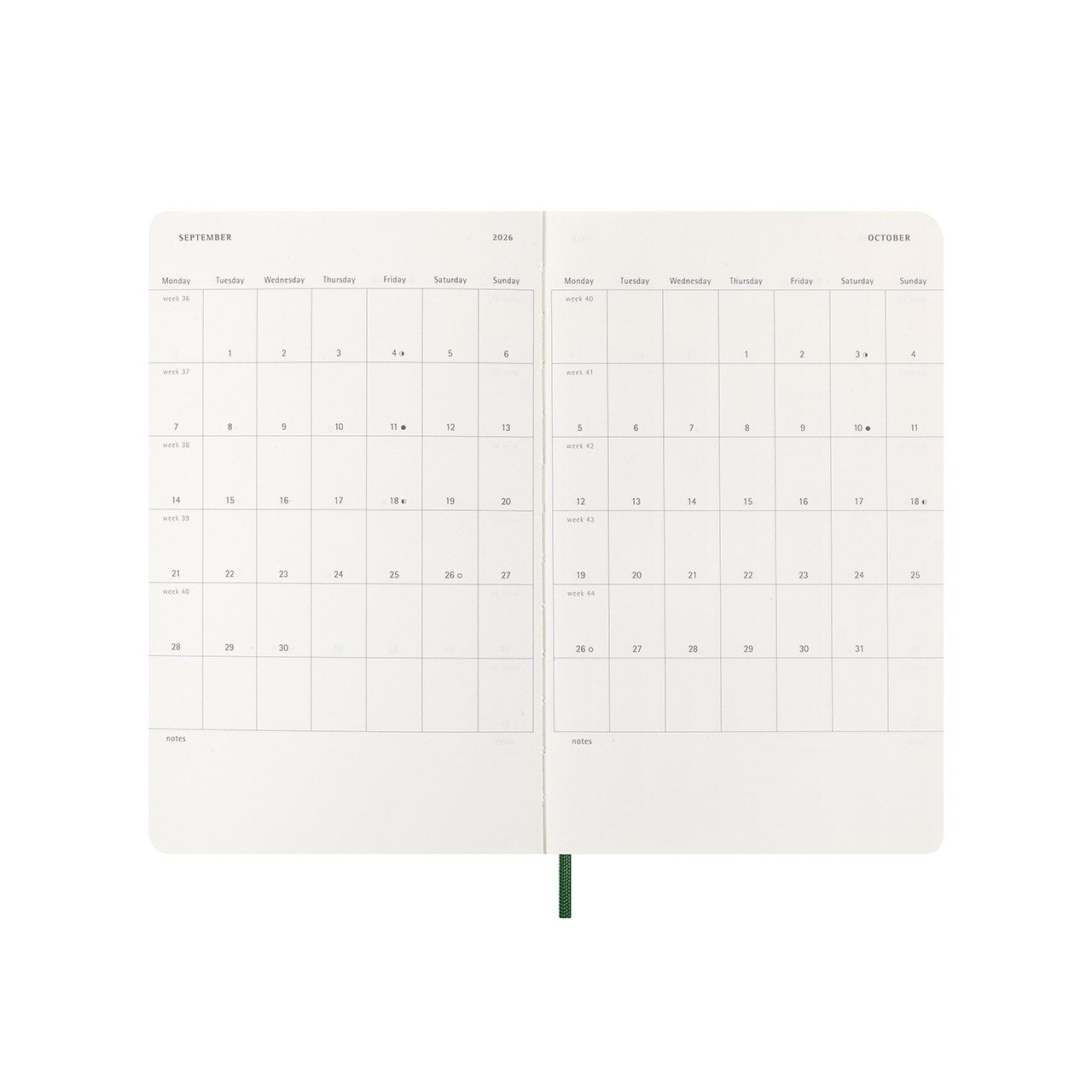 2026 Weekly Notebook Soft Cover Diary Large Myrtle Green