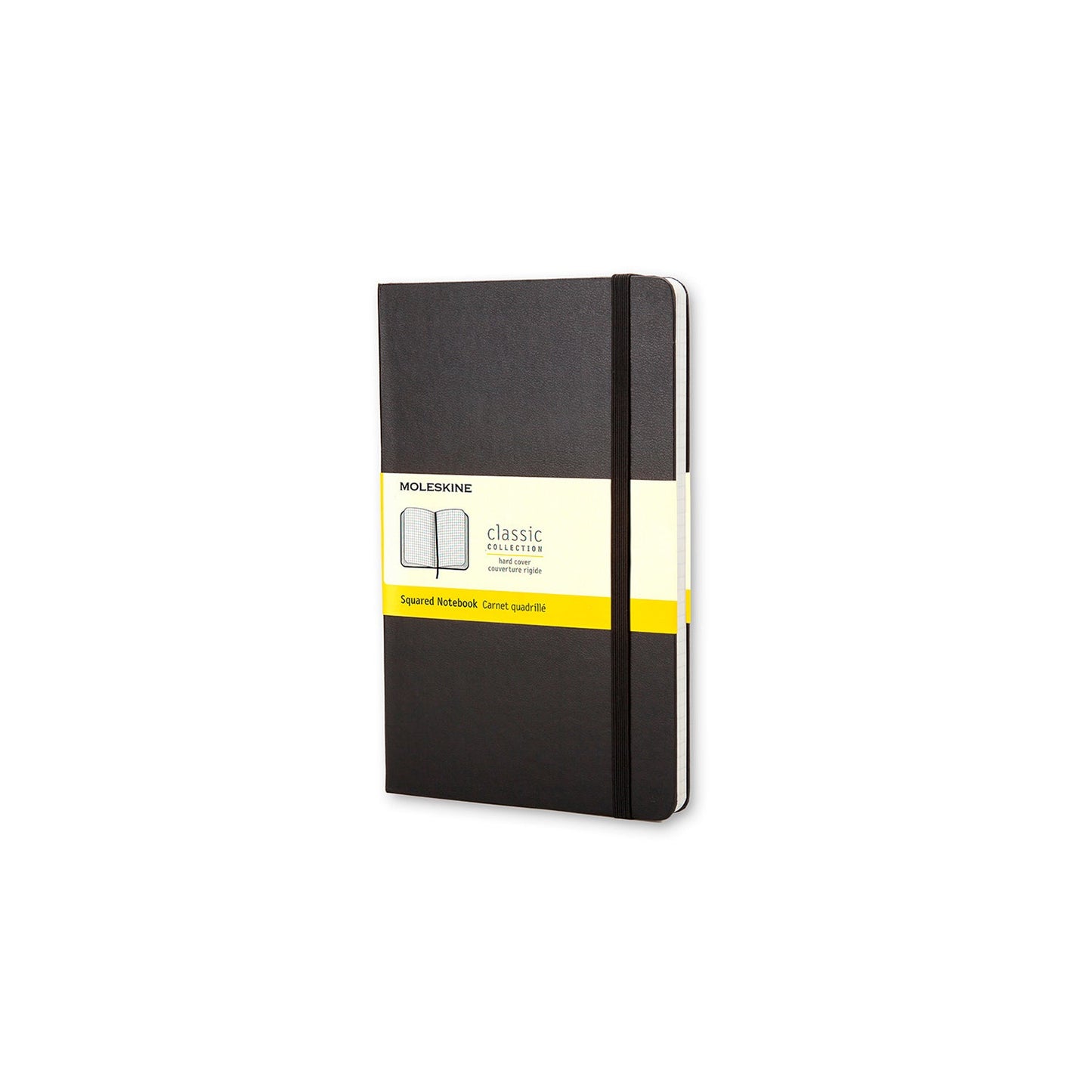 Classic Hard Cover Notebook Pocket Black Grid